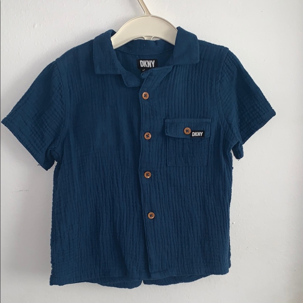 DKNY Blue Button Down Shirt Short Sleeve